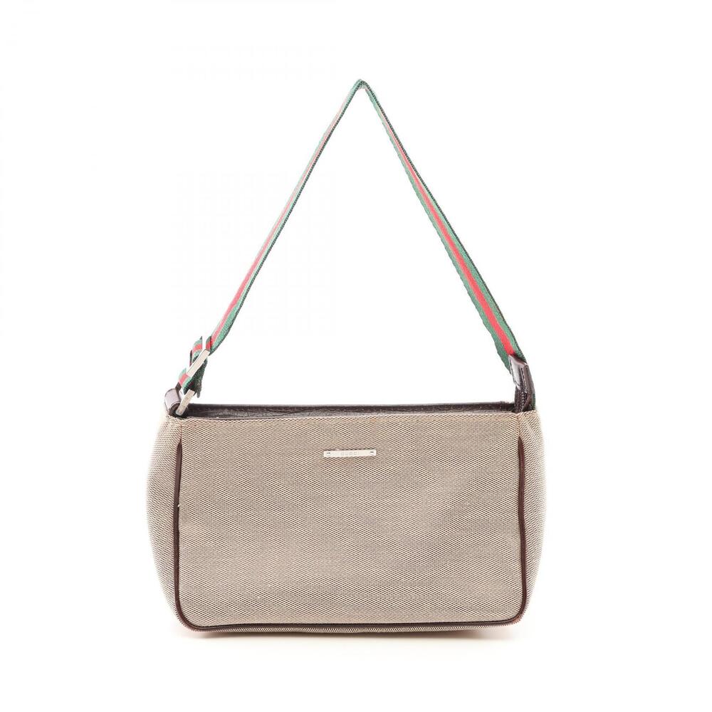 Gucci Sherry Top Handle Bag Canvas Leather Multicolor Beige Tan